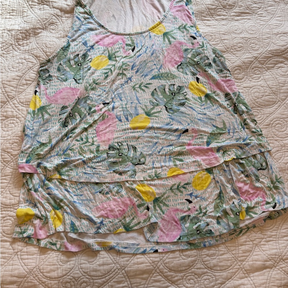 Latched Mama Pink and Yellow Floral Tank Top